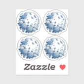 Chinoiserie Chic Hydrangeas & Bluebird Wreath Pack Aufkleber (Blatt)