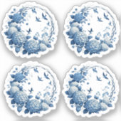 Chinoiserie Chic Hydrangeas & Bluebird Wreath Pack Aufkleber (Vorderseite)