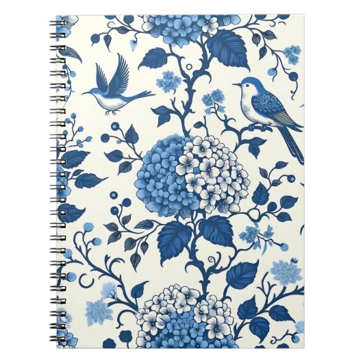 Chinoiserie Chic, Hydrangeas und Bluebirds Notizblock (Vorderseite)