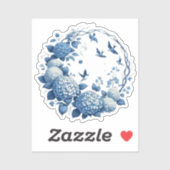Chinoiserie Chic, Hydrangeas und Bluebirds Wreath Aufkleber (Blatt)