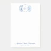 Chinoiserie Chic Ladys Blue and White Monogram Post-it Klebezettel (Vorderseite)