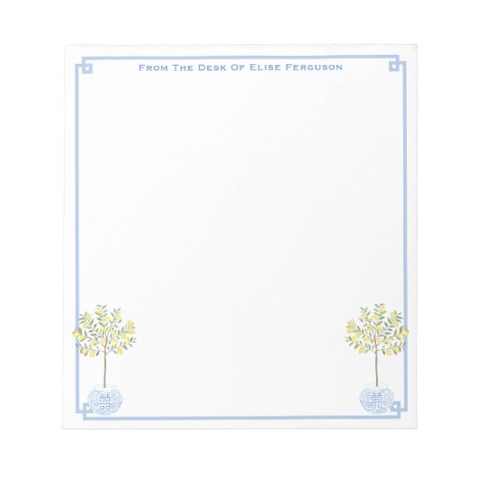 Chinoiserie Chic Lemon Tree Classic Lady's Desk Notizblock (Vorderseite)