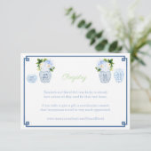 Chinoiserie Chic Navy & Green Wedding Registry Begleitkarte (Stehend Vorderseite)