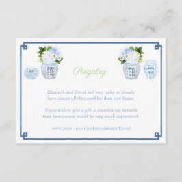 Chinoiserie Chic Navy & Green Wedding Registry Begleitkarte