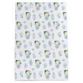 Chinoiserie Chic Navy Green Wedding Willkommen Mittlere Geschenktüte (Rückseite)