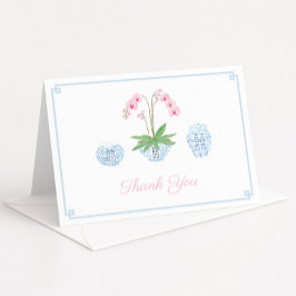 Chinoiserie Chic Pink Orchid Polterabend Dankeskarte