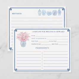 Chinoiserie Chic Pink und Blue Rezept Card Einladung