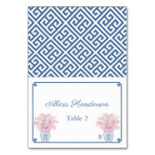 Chinoiserie Chic Pink und Navy Hochzeit Platzkarte Tischnummer (Vorderseite)