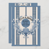 Chinoiserie Chic Wedding Einladung | Blau (Vorne/Hinten)