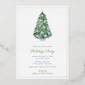 Chinoiserie Chic Weihnachtsfeiertage Party Blau Folieneinladung (Vorderseite)