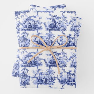 Chinoiserie China Blau Geschenkpapier Set
