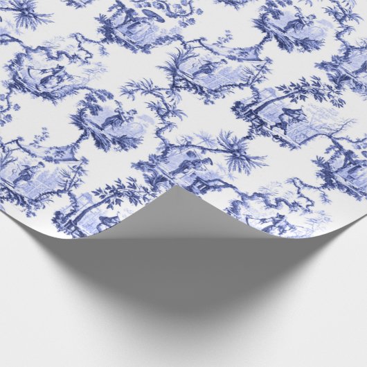 Chinoiserie China Blue Geschenkpapier (Ecke)