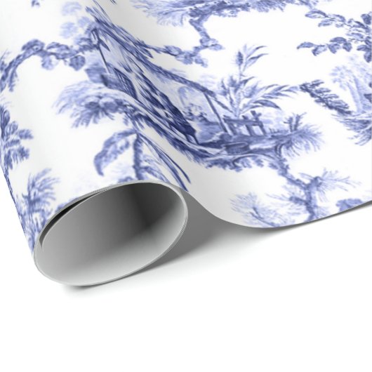 Chinoiserie China Blue Geschenkpapier (Rolleneckpunkt)