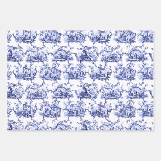 Chinoiserie China Blue Geschenkpapier Set (Vorderseite)