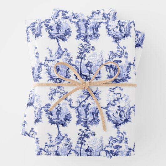 Chinoiserie China Blue Wrapping Paper Sheets Geschenkpapier Set (Beispiel)