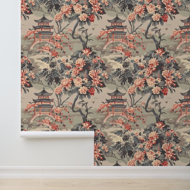 Chinoiserie Chinesisch Französisch Tapete (Anwendung)