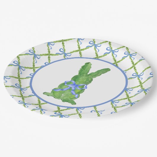 Chinoiserie Chinoiserie Bunny Topiary Paper Pl Pappteller (Schrägansicht)