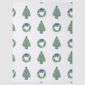 Chinoiserie Christmas Blau und Weiß Seidenpapier (Vorderseite)