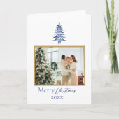 Chinoiserie Christmas Blue Pagoda 1 Foto Karte (Vorderseite)