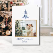 Chinoiserie Christmas Blue Pagoda 1 Foto Karte