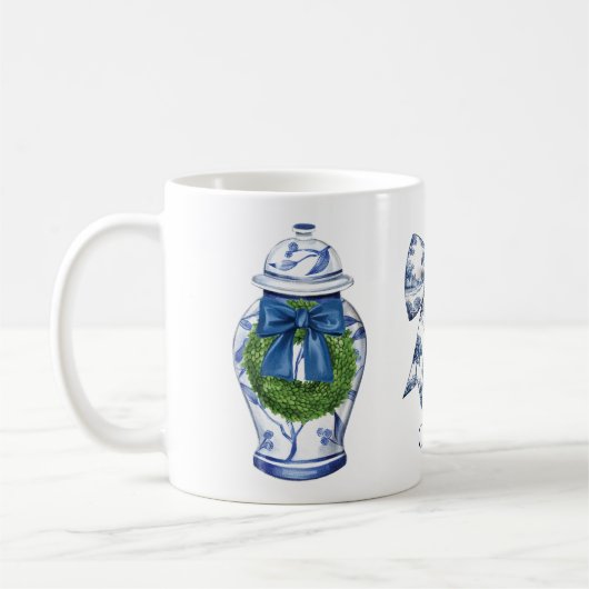 Chinoiserie Christmas Ginger Jar mit Bow Kaffeetasse (Links)