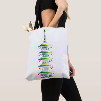 Chinoiserie Christmas Pagoda Tote Bag Tasche