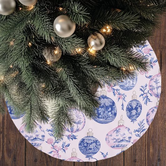 Chinoiserie Christmas Pink & Blue  Polyester Weihnachtsbaumdecke