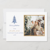 Chinoiserie Christmas Simple Blue Pagoda 2 Foto Feiertagskarte (Vorderseite)