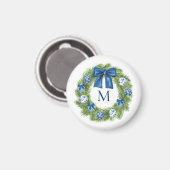 Chinoiserie Christmas Wreath Monogram Magnet (Vorderseite/Rückseite)