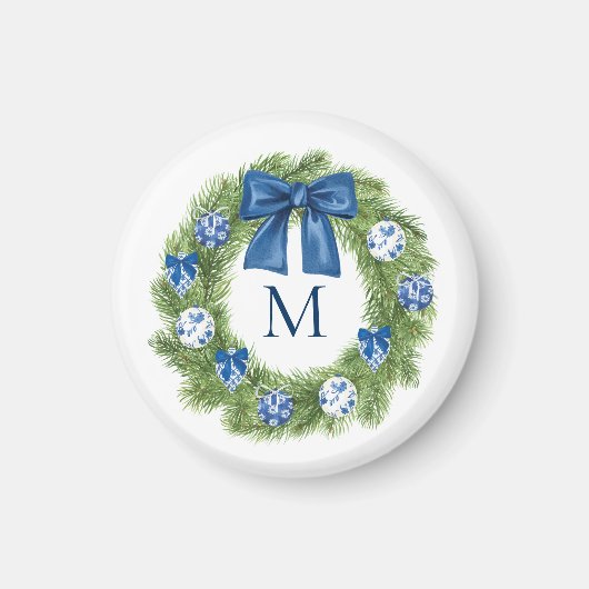 Chinoiserie Christmas Wreath Monogram Magnet (Vorne)