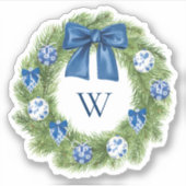 Chinoiserie Christmas Wreath Vinyl Sticker (Vorderseite)