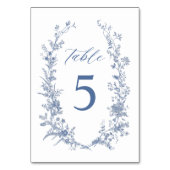 Chinoiserie Classic Blue Floral Wedding Tischnummer (Vorderseite)