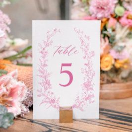 Chinoiserie Classic Pink Floral Wedding Tischnummer