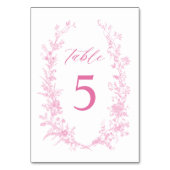 Chinoiserie Classic Pink Floral Wedding Tischnummer (Rückseite)