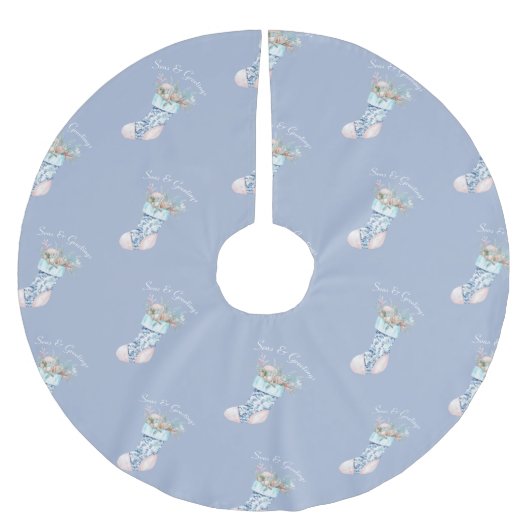 Chinoiserie Coastal Grandma Strumpf Rocktail Polyester Weihnachtsbaumdecke (Vorderseite)