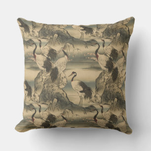 Chinoiserie Crane Bird Landschaft Kissen
