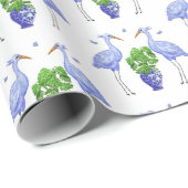 Chinoiserie Crane und Monstera Geschenkpapier (Rolleneckpunkt)