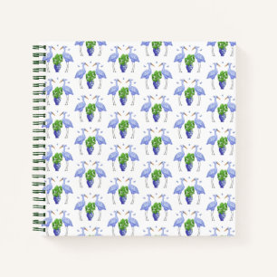 Chinoiserie Crane und Monstera Spirituosen Noteboo Notizblock