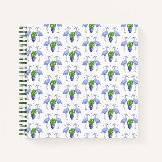 Chinoiserie Crane und Monstera Spirituosen Noteboo Notizblock (Vorderseite)