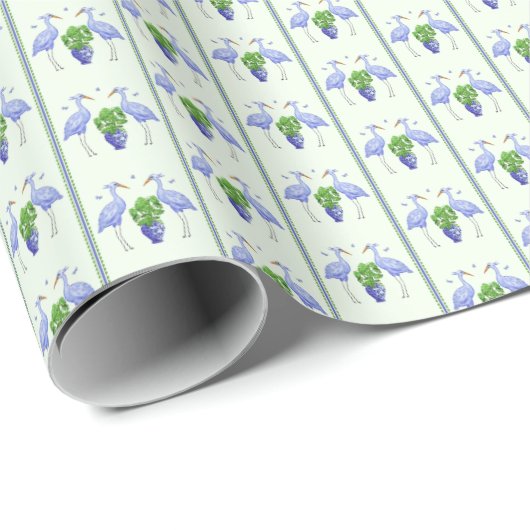 Chinoiserie Crane Wrapping Paper Geschenkpapier (Rolleneckpunkt)