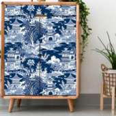 Chinoiserie Dark Blue und White Decoupage Seidenpapier
