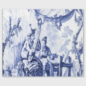 Chinoiserie Dekoupage (Blau und Weiß) Geschenkpapier (Flach)