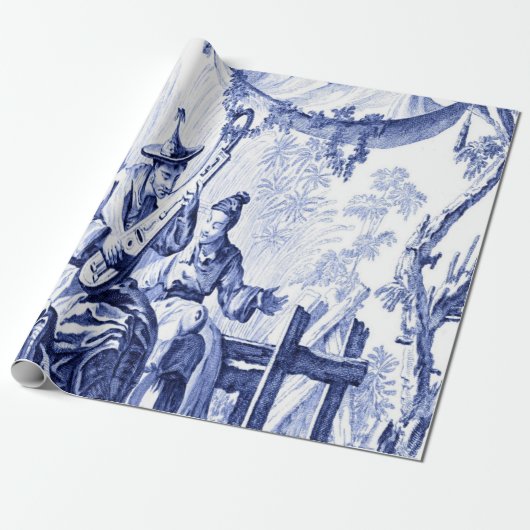 Chinoiserie Dekoupage (Blau und Weiß) Geschenkpapier (Ungerollt)