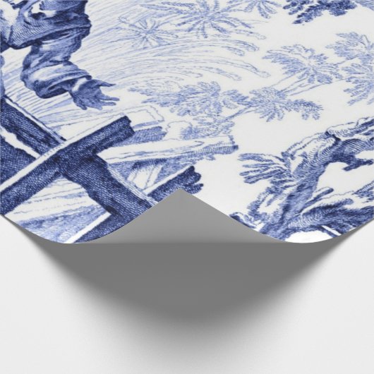 Chinoiserie Dekoupage (Blau und Weiß) Geschenkpapier (Ecke)