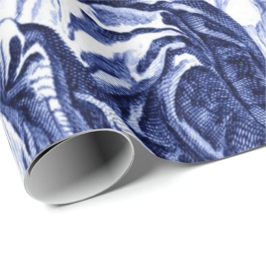 Chinoiserie Dekoupage (Blau und Weiß) Geschenkpapier (Rolleneckpunkt)