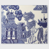 Chinoiserie Dekoupage (Blau und Weiß) Geschenkpapier (Flach)