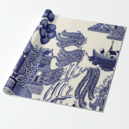 Chinoiserie Dekoupage (Blau und Weiß) Geschenkpapier
