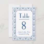 Chinoiserie Delft Blau Muster Tischnummer (Vorderseite)