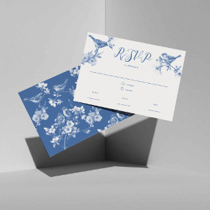 Chinoiserie Delft-Blau-Vögel-Frühlings-RSVP-Karte RSVP Karte