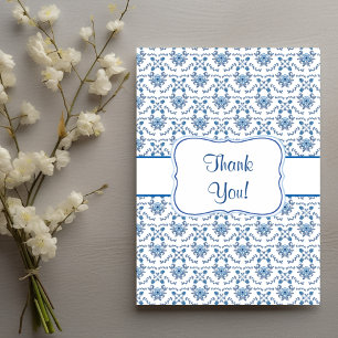 Chinoiserie Delft Blaues Muster•Benutzerdefinierte Dankeskarte